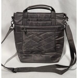 LUG Courier Crossbody Tote Bag Gun Metal Gray, Removable Shoulder Strap